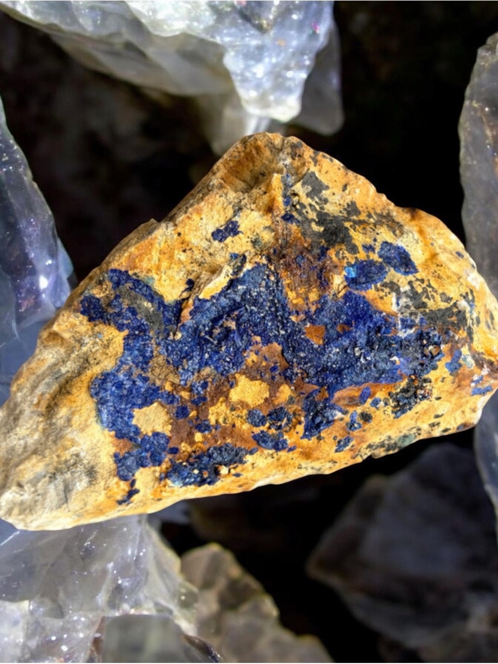 Natural Azurite Specimen in Blue and Brown - Unbranded